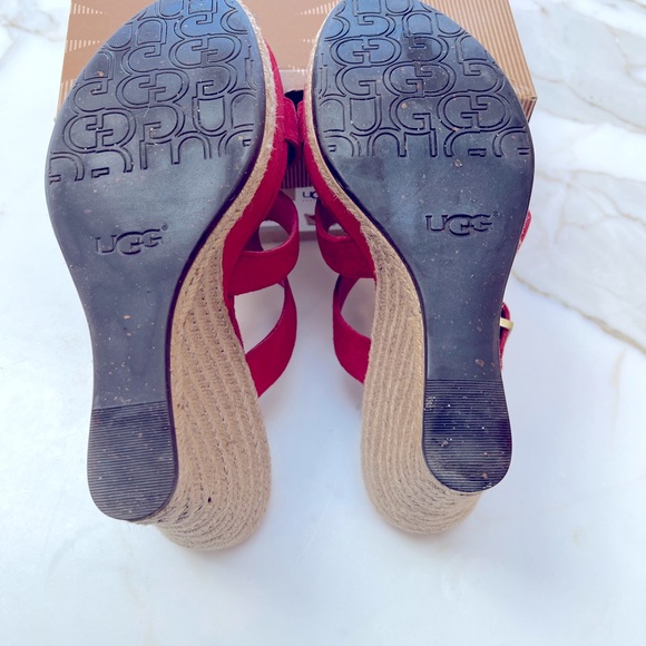 UGG W HEDY WEDGES RED SUEDE SZ-10 EXCELLENT CONDITION!! SUPER CUTE & COMFY!! ❤️ - Picture 6 of 8